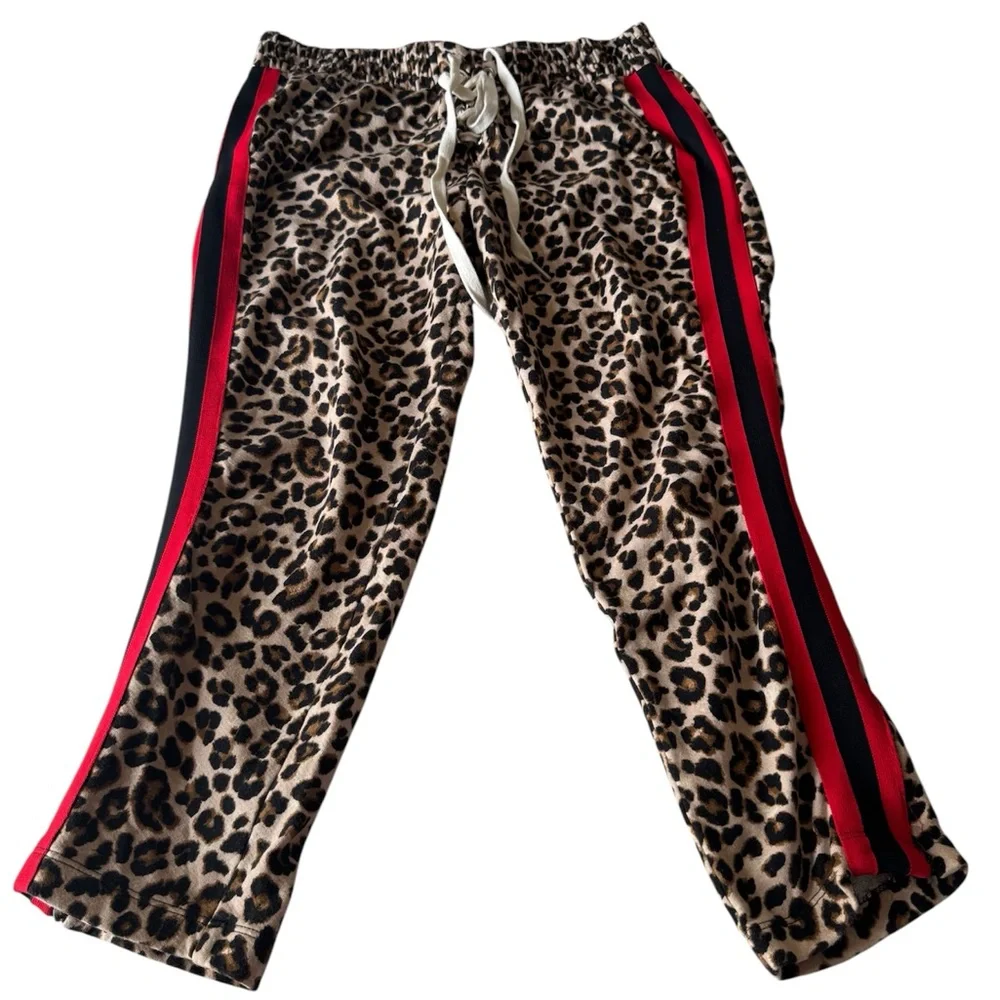 Veronica Beard Leopard Print Joggers with Red Trim - Picture 4 of 14